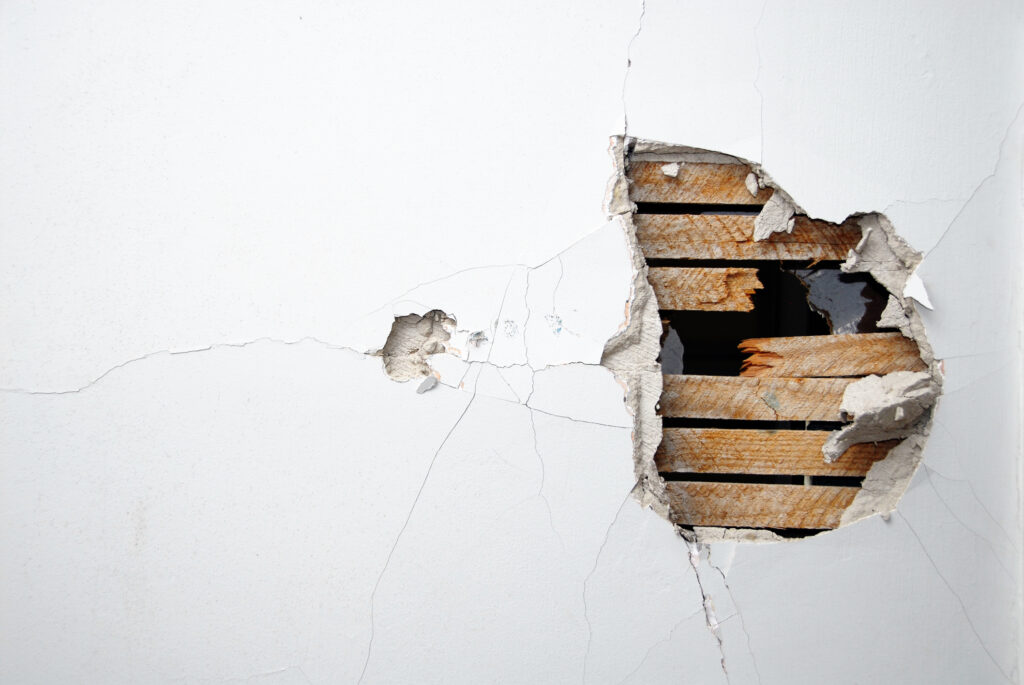 wall with a hole in it